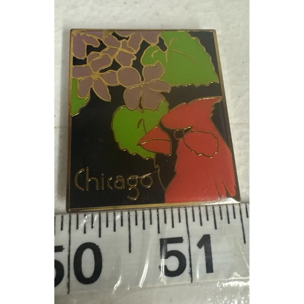 Vintage 1999 Chicago Cardinal Bird Metal Fridge Magnet  Square 1 3/4